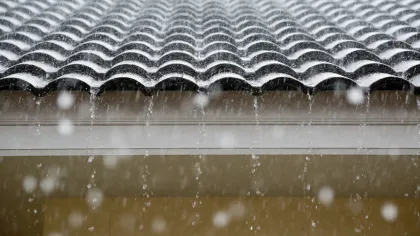 tile roof in the rain