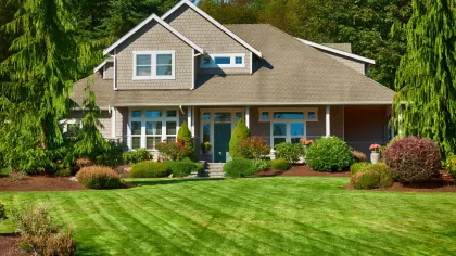 a house with a large front yard