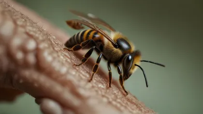 a close up of a bee