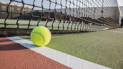 a tennis ball on a court