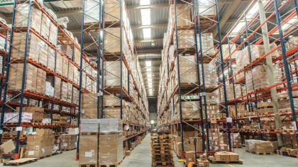 a warehouse full of pallets