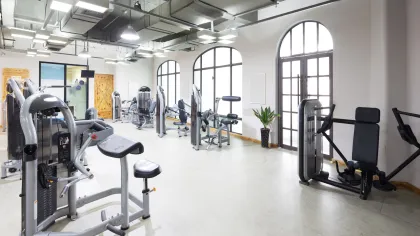 a gym with exercise equipment
