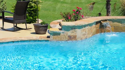 a chair and a pool