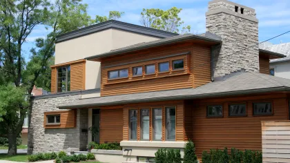 a large house with a brick front