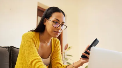 a woman using a tablet