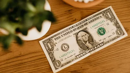 a paper money on a table