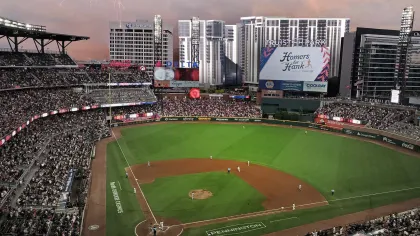 a baseball stadium with a large crowd