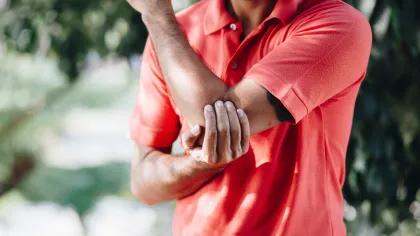 a person holding the hands together