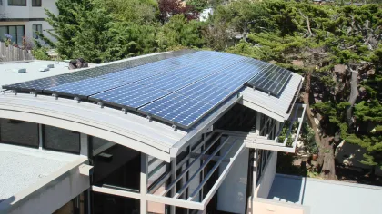 a solar panel on a roof