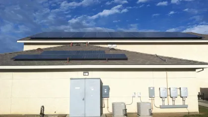 a building with solar panels
