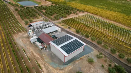 a building with a solar panel
