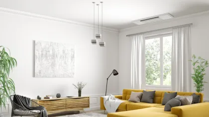a living room with a couch and a coffee table
