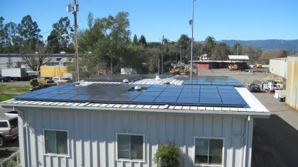 a building with solar panels