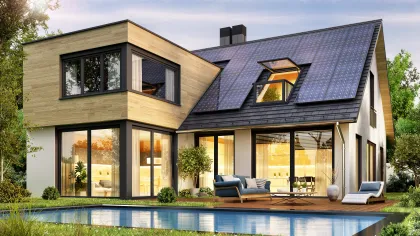 a house with a pool