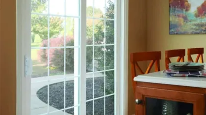 a kitchen with a window