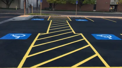 parking lot with fresh painted lines