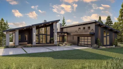 a house with a large front yard