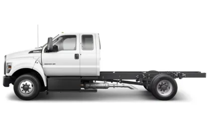 A big white flatbed truck