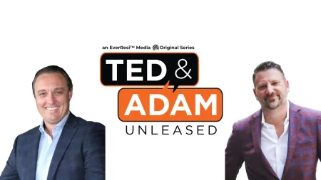 Podcast logo for Ted & Adam Unleased featuring two men in suits against a white background.