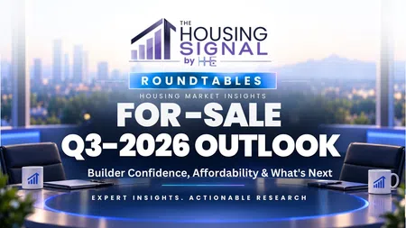 Roundtable discussion setup with Housing Signal logo discussing Q3 2026 housing market outlook and expert insights.