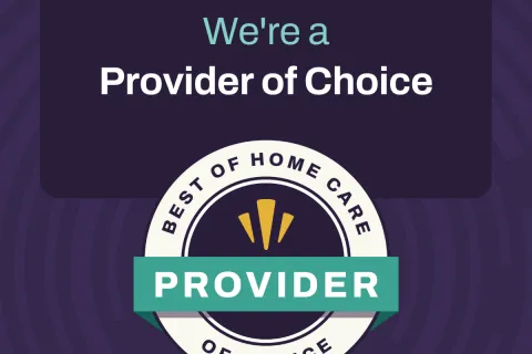 2026 Best of Home Care Provider of Choice award badge with Activated Insights logo on purple background