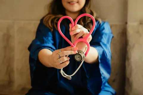 a caregiver with a heart