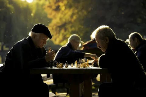 a group of seniors playing chess