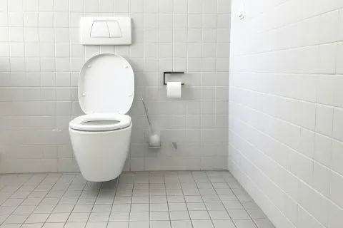 a toilet in a bathroom
