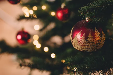 a close up of a christmas tree