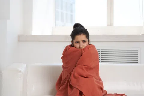 a person in a red coat
