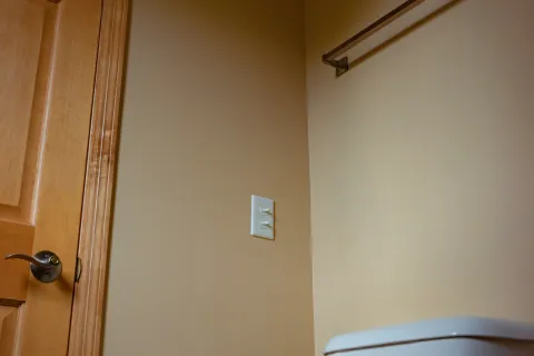 a toilet in a bathroom