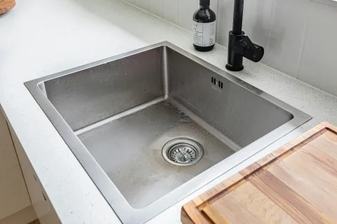 a sink with a faucet