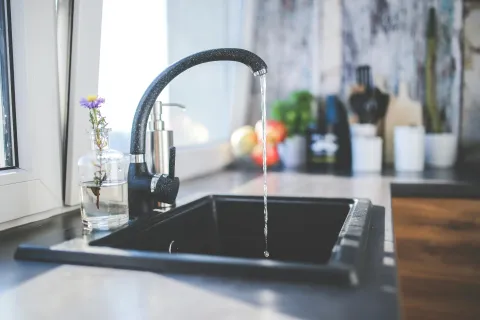 a sink with a faucet