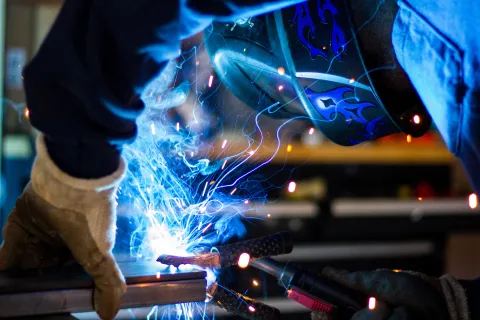 a person with a blue light