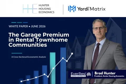 White paper cover showing rental townhome garage premium analysis with Brad Hunter in business suit and chart graphic.