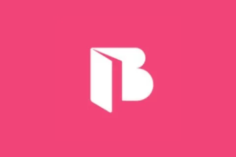 White stylized letter B logo on a pink background centered in the image