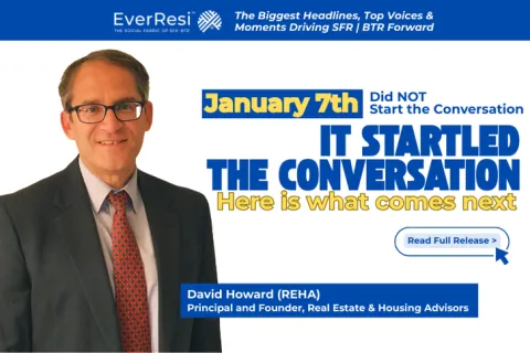 David Howard, real estate advisor, in suit and glasses next to headline about January 7th conversation and next steps.