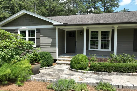a concrete porch