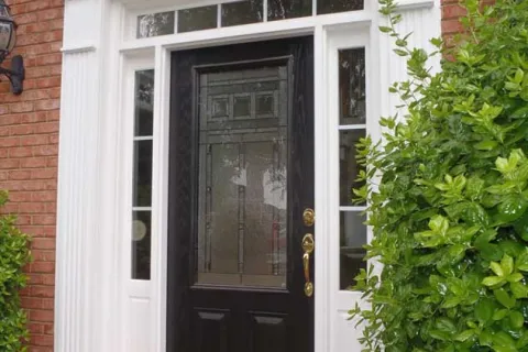 Elegant black front door done by EXOVATIONS in Atlanta.