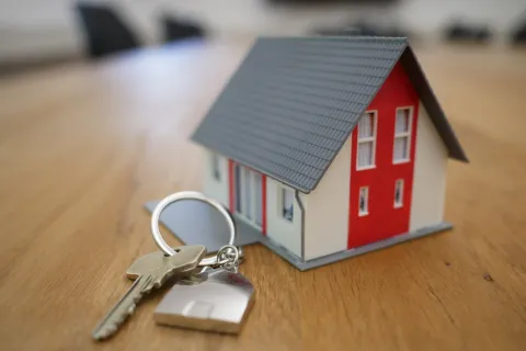 a small house on a key chain