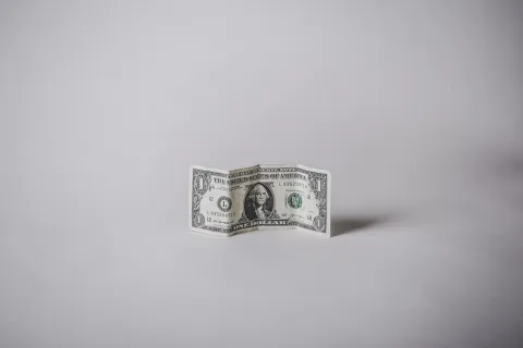 a dollar bill on a white background