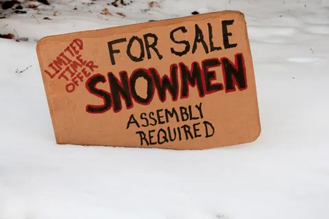 a sign in the snow