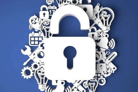 a blue and white lock