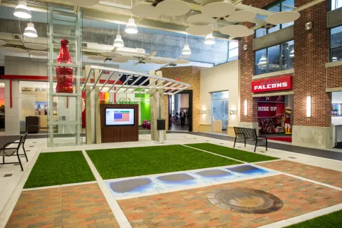 a large building with a large courtyard