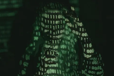 a person with binary code