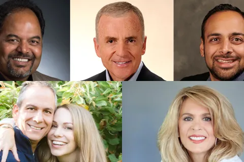 a group of people smiling