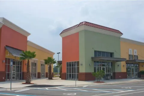 a street with buildings on the side