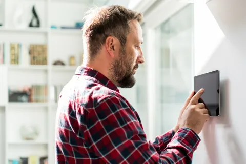 a man holding a phone