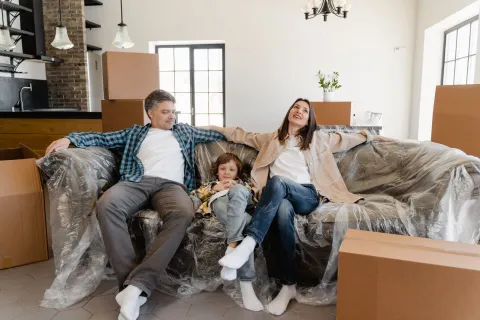 a group of people sitting on a couch