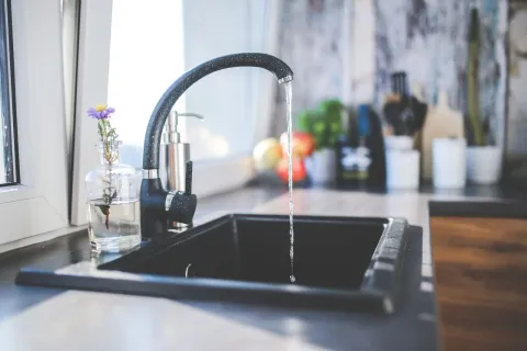 a sink with a faucet